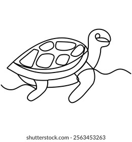 Turtle icon  continuous one line drawing  outline vector illustration 