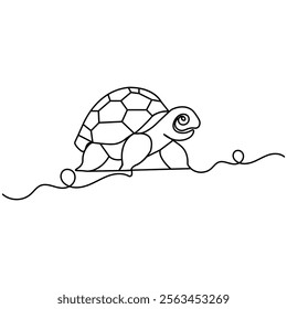 Turtle icon  continuous one line drawing  outline vector illustration 