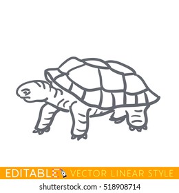 Turtle icon. Editable outline sketch. Stock vector illustration.
