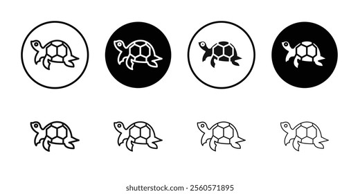 Turtle icon Flat outline fill set collection