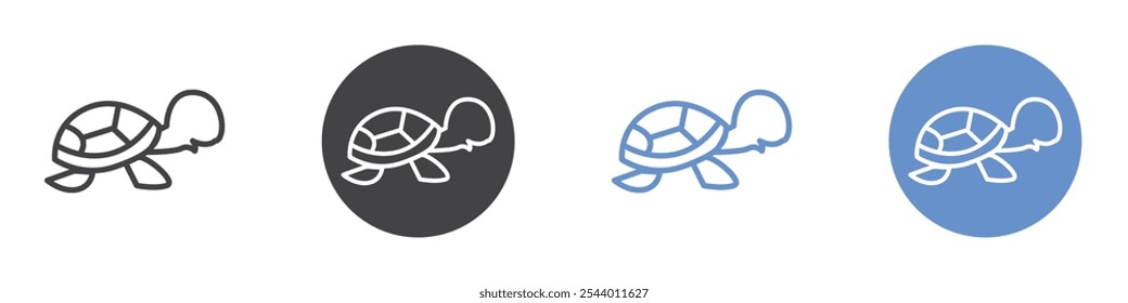 Turtle icon Flat set in black and white color