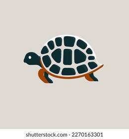 Turtle icon in flat style. Vector illustration on gray background. company logo