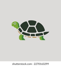 Turtle icon. Gray background with green. Vector illustration. company logo