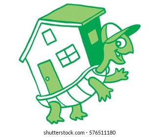 Turtle Icon. A Turtle with a House on his Back Vector Illustration