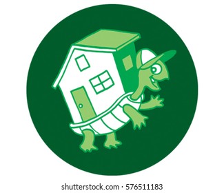 Turtle Icon. A Turtle with a House on his Back Vector Illustration