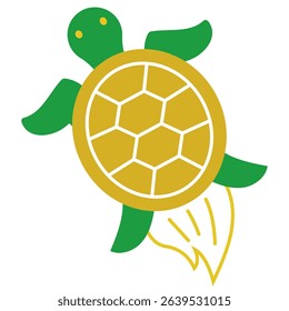Turtle Icon Illustration in Japanese Style