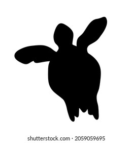 Turtle icon isolated on white background. Black silhouette of marine turtle. Large sea tortoise simple sign top view. Ocean terrapin logo or symbol. Stock vector illustration