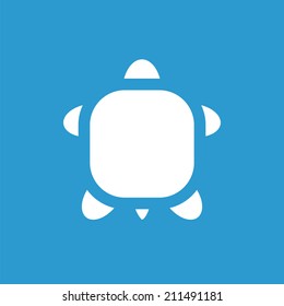 turtle icon, isolated, white on the blue background. Exclusive Symbols 