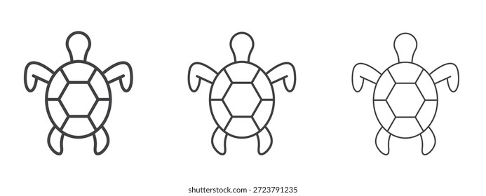 Turtle icon in line art doodle style. Editable stroke outline sign, eps 10