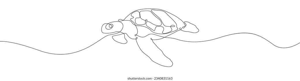 Turtle icon line continuous drawing vector. One line Sea turtle reptile icon vector background. freshwater turtle icon. Continuous outline of a Cartoon turtle icon.