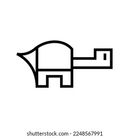 Turtle icon in line-art style on a white background for printing and design. Vector illustration.