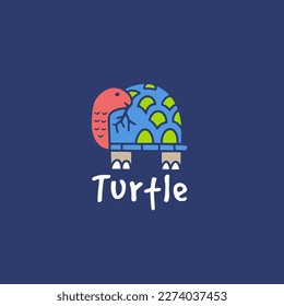 Turtle icon logo illustration with modern vintage style concept