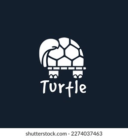Turtle icon logo illustration with negative space style concept