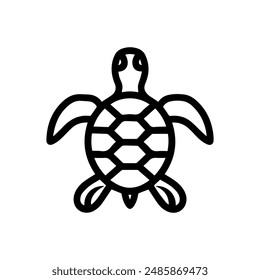 Turtle icon or modern line symbol. Vector line art and icon design with bold outline. Black and white Pixel Perfect minimalistic symbol isolated white background. Silhouette simple thin sign