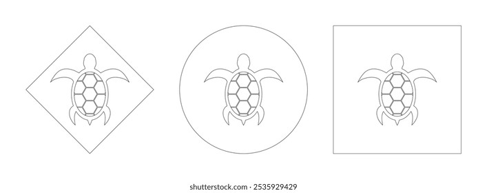 ícone de tartaruga conjunto de contornos. ilustração vetorial isolado no fundo branco