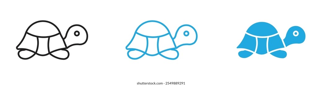 Turtle icon Outline vector line set