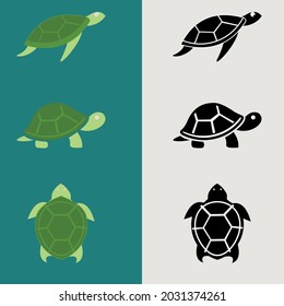 Turtle icon, Sea turtle vector illustration, Logo for buttons, websites, mobile apps and other design needs, Vector image of contour label