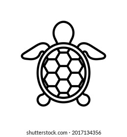 Turtle icon. Seafood flat pictogram for web. Line stroke. Isolated on white background. Outline vector eps10