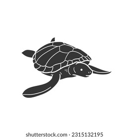 Turtle Icon Silhouette Illustration. Animal Vector Graphic Pictogram Symbol Clip Art. Doodle Sketch Black Sign.