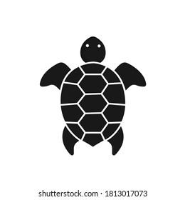 Turtle icon silhouette isolated on white background. Turtle logo top view icon. Vector stock