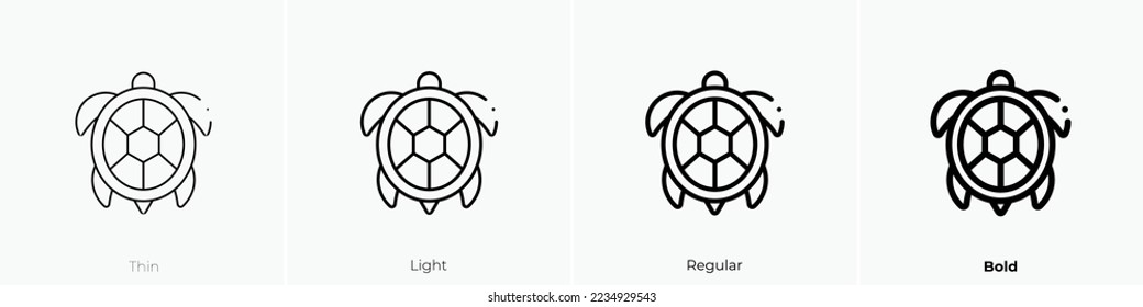 turtle icon. Thin, Light Regular And Bold style design isolated on white background