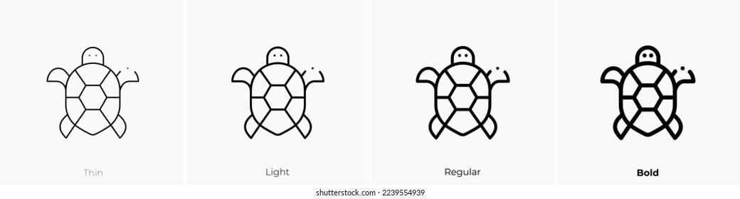 turtle icon. Thin, Light Regular And Bold style design isolated on white background