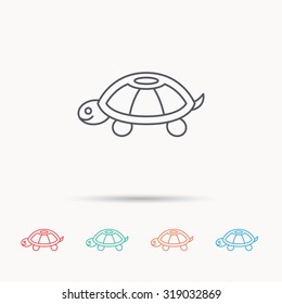Turtle icon. Tortoise sign. Tortoiseshell symbol. Linear icons on white background. Vector