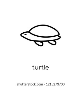 Turtle icon. Trendy modern flat linear vector Turtle icon on white background from thin line animals collection, editable outline stroke vector illustration