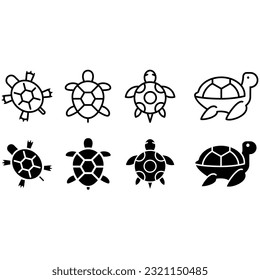 Turtle icon vector set. animal illustration sign collection. aquatic symbol.