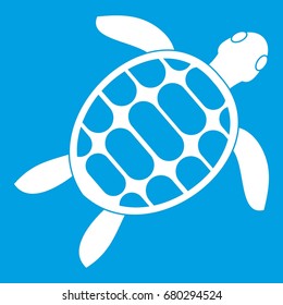 Turtle icon white isolated on blue background vector illustration