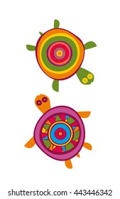 Turtle icons. Cute tortoises. Vector illustration.