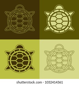Turtle icons with outline and fill variations in camouflage colors