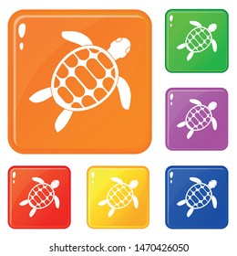 Turtle icons set collection vector 6 color isolated on white background