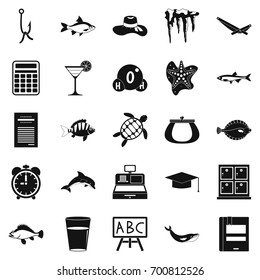 Turtle icons set. Simple set of 25 turtle vector icons for web isolated on white background