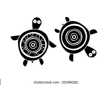 Turtle. Icons. Vector silhouettes.