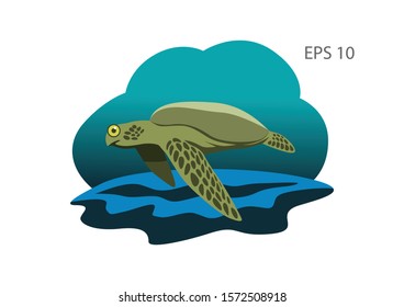 Turtle illustration, flat vector image.