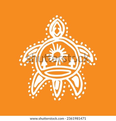 Turtle illustration with orange background. Illustration for National Day of Truth and Reconciliation. 30th September. Every Child Matters. Vector Illustration.