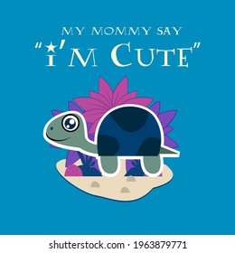 turtle illustration with text i'm cute for kids background