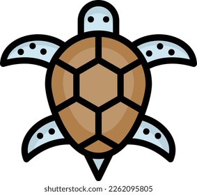 turtle ilustration with filled outline