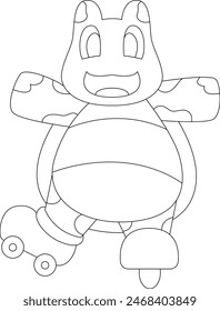 Turtle Inline skating Roller skates Animal Vector Graphic Art Illustration