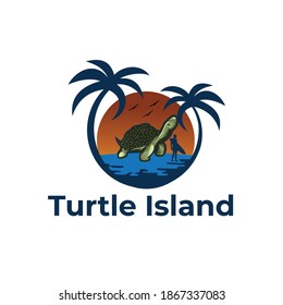 Turtle islands on white background illustration