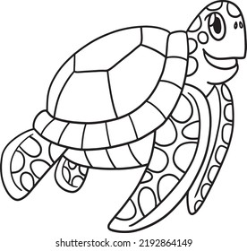 Turtle Isolated Coloring Page for Kids