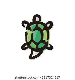 Turtle - Japanese new year icon (Hand-drawn line, colored version)