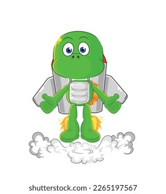the turtle with jetpack mascot. cartoon vector