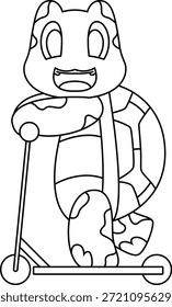 Schildkröte Kick Scooter Tier Vektorgrafik Kunst Illustration