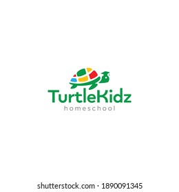 Turtle kids logo design template. education vector sign. turtle cute illustration