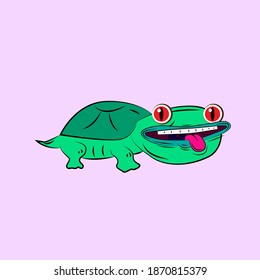 turtle laughing out loud, streetwear or t-shirt design