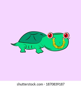 turtle laughing out loud, streetwear or t-shirt design