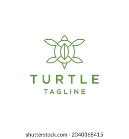 Turtle leaf with line art style design template flat vector