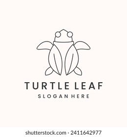 Turtle leaf line design vector logo